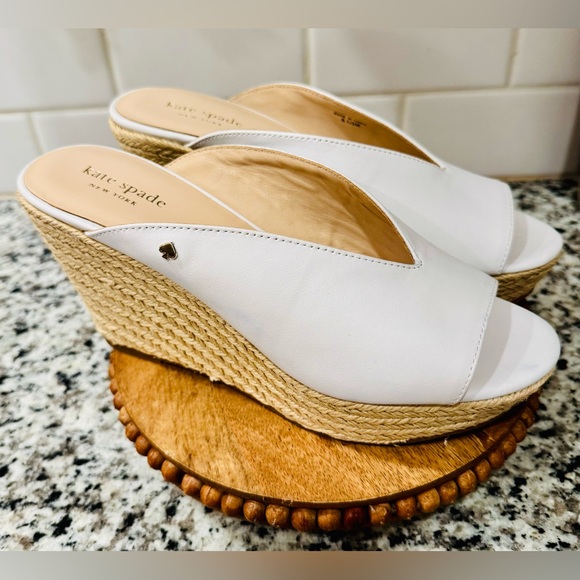 kate spade Shoes - NWOB Kate‎ Spade Thea White and Tan Wedge Sandals